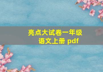 亮点大试卷一年级语文上册 pdf